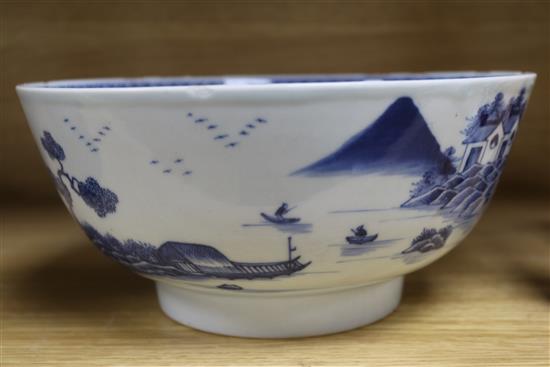 Two 19th century Chinese blue and white bowls 8.5 & 9.5in.